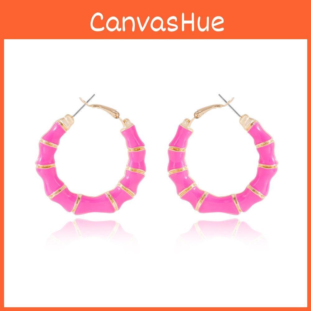 Vibrant Hoop Pink Earrings For Women Large Circle Design Jewelry Alloy