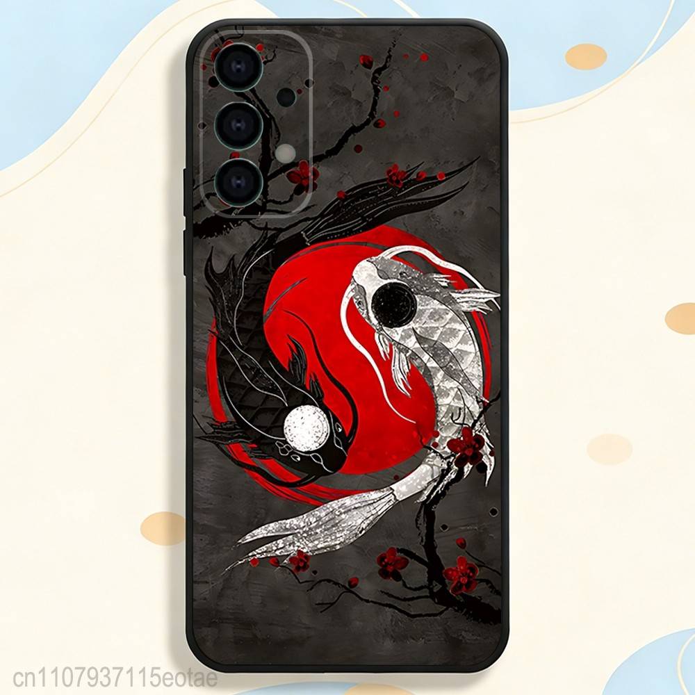 Koi Carp YIN YANG Phone Case for Samsung S series s21 s22 s23 s24 s25 S26 FE Plus Ultra TPU Soft to Skin-friendly case