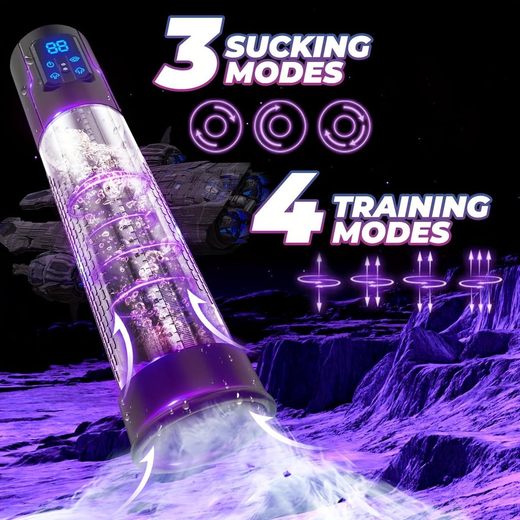 1 Electric Penis Pump Penis Vacuum Pump with 4 Smart Training Modes and 3 Sucking Modes, Automatic Male Masturbator Pump Unit with 2 Silicone Sleeves
