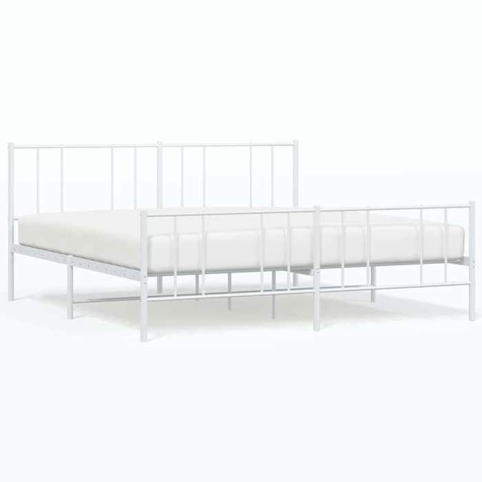 VidaXL Metal Bed Frame with Headboard-Footboard White 183x213cm 352552