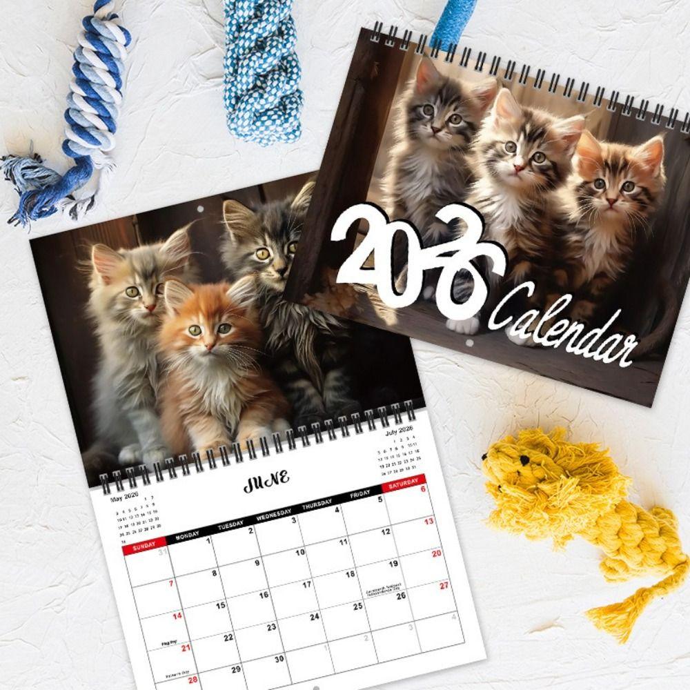 Hanging Loop Cat Calendar Durable Construction Monthly Planner Kitten Wall Calendar  Office Decor