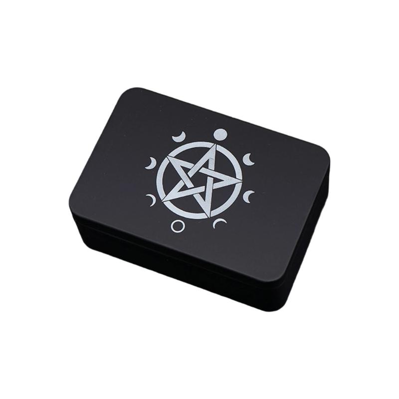 Game Card Box Astrology Trinkets Box Metal Card Storage Case Container for Fortune Telling, Witches