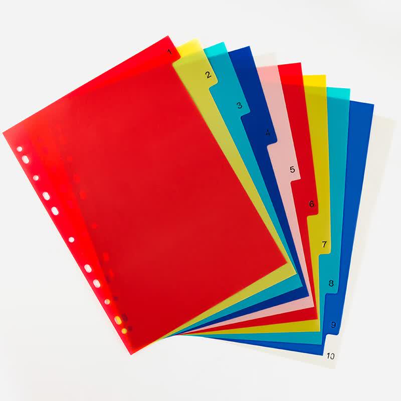 A4 Colored Numerical Index Dividers