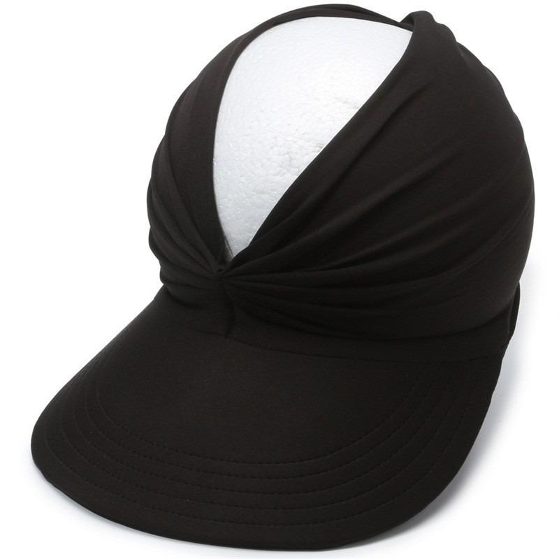 

1PC Beach Sun Hat Women s Sun Protection Empty Top Sun Hat with Brim New Fashion for Vacation Travel Outdoor Sports Ponytail Hot чорний