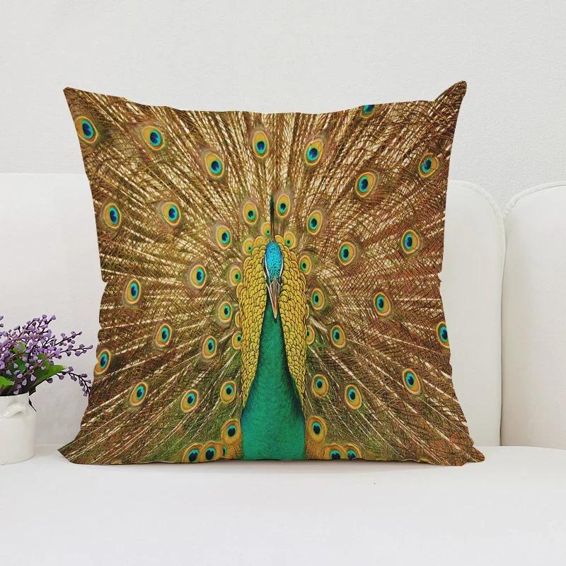 Peacock Feathers Cushion Cover 50X50Cm Decorative Pillowcase Decor 40X40 45X45 Cushions Covers For Bed Pillows Pilow Cases Sofa