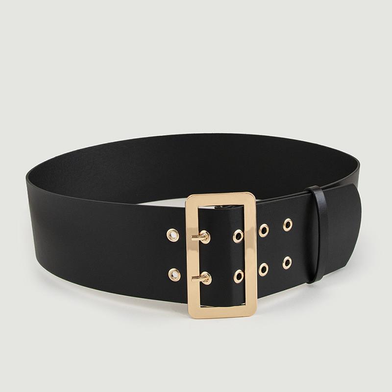 Faux Leather Wide Waist Belt With Pin Buckle For Fashion Accessories