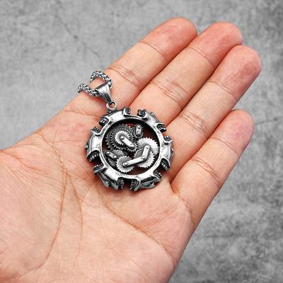 Steampunk Mechaniczne Koło Zębate Gotycka Czaszka Stal Nierdzewna Męskie Damskie Naszyjniki Wisiorki Łańcuszek Punkowa Biżuteria Kreatywność Prezent Hurt