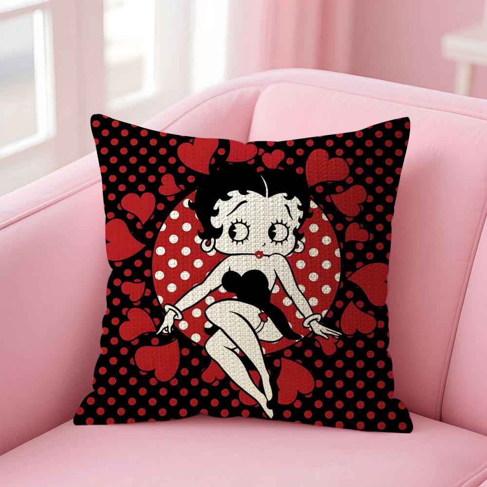 

BBetty BoopP Fashion Cushion Cover Natural Linen Pillow Case DoubleSided Print Decorative Sofa Pillowcase Home Decor Gift 30x30cm
