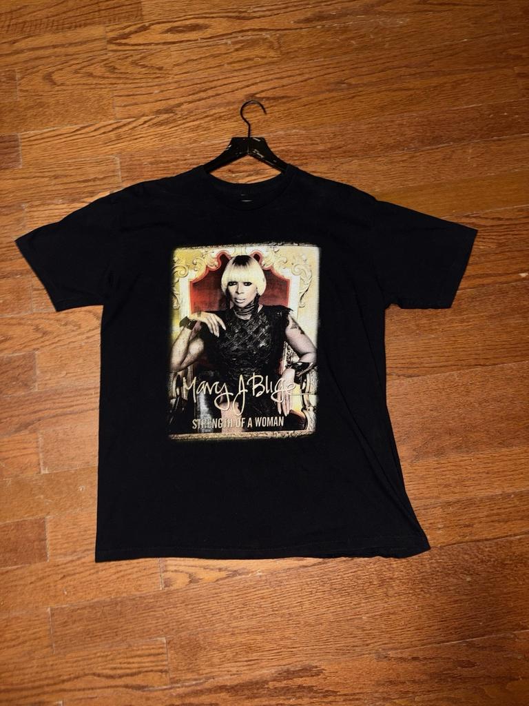 Mary J Blige Rap Tee Shirt Mens L Black Hiphop Y2K Short Sleeve R&B Woman Tour Unisex T-Shirt
