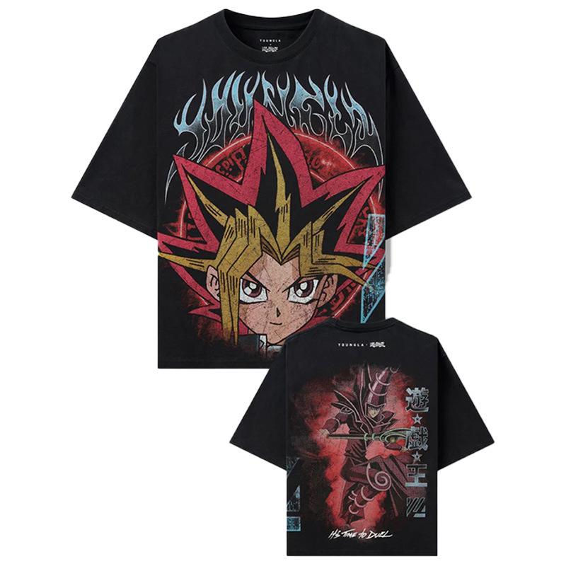 

Trendy YOUNG Yu-Gi-Oh! Unisex Heavyweight Cotton T-Shirt - Loose, Plus-Size, Casual Hip-Hop Style for Summer L