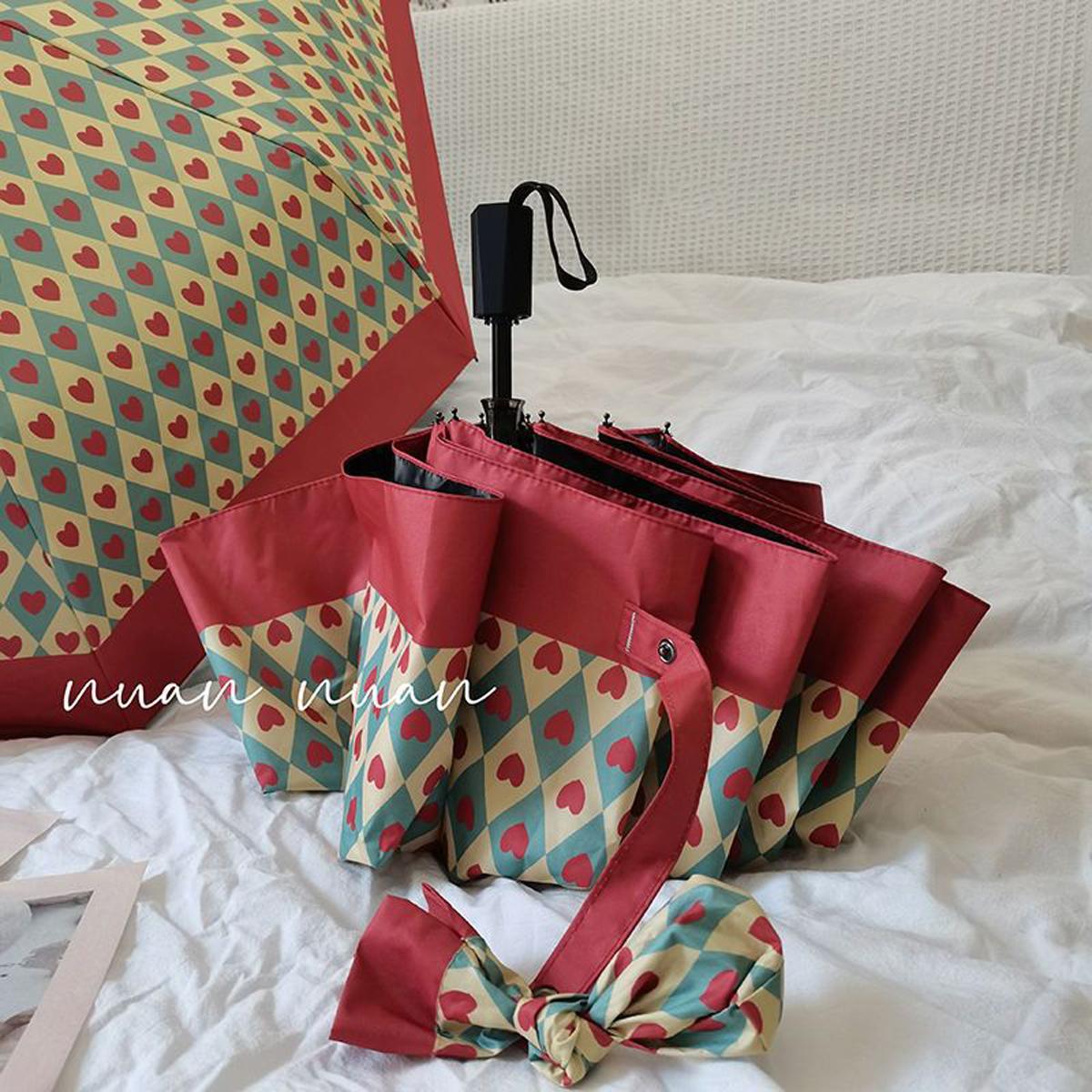 

Полностью автоматический зонт, ретро ржаво-красный, двойного назначения для дождя и света, высококлассный солнцезащитный зонт с защитой от УФ-лучей, дорожный зонт