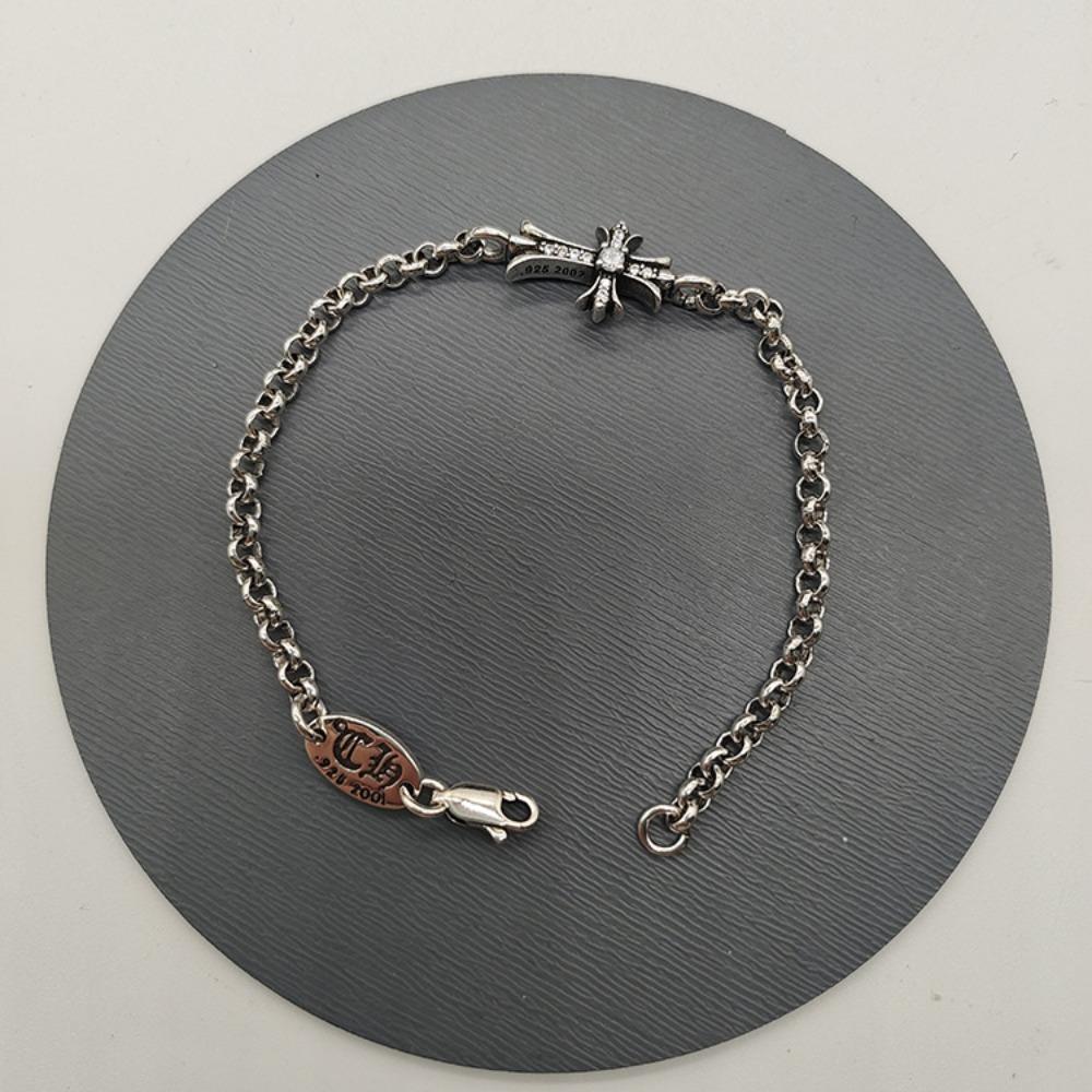 

Китайский Браслет Croix S925 Проба Меч Якорь Крест Цветок Мужские и Женские Украшения Ретро Парный Толстый Браслет