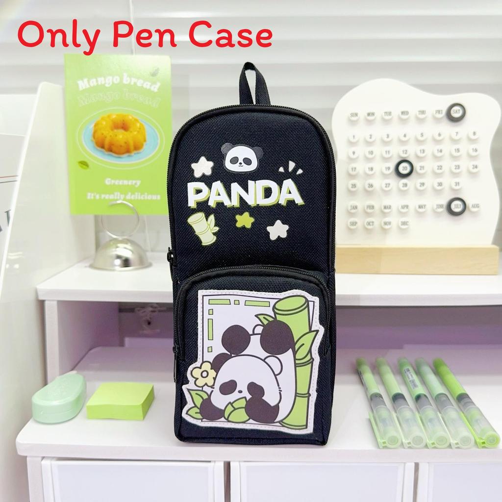 Cartoon Panda Pencil Case With Large Capacity For Students Durable Oxford Material