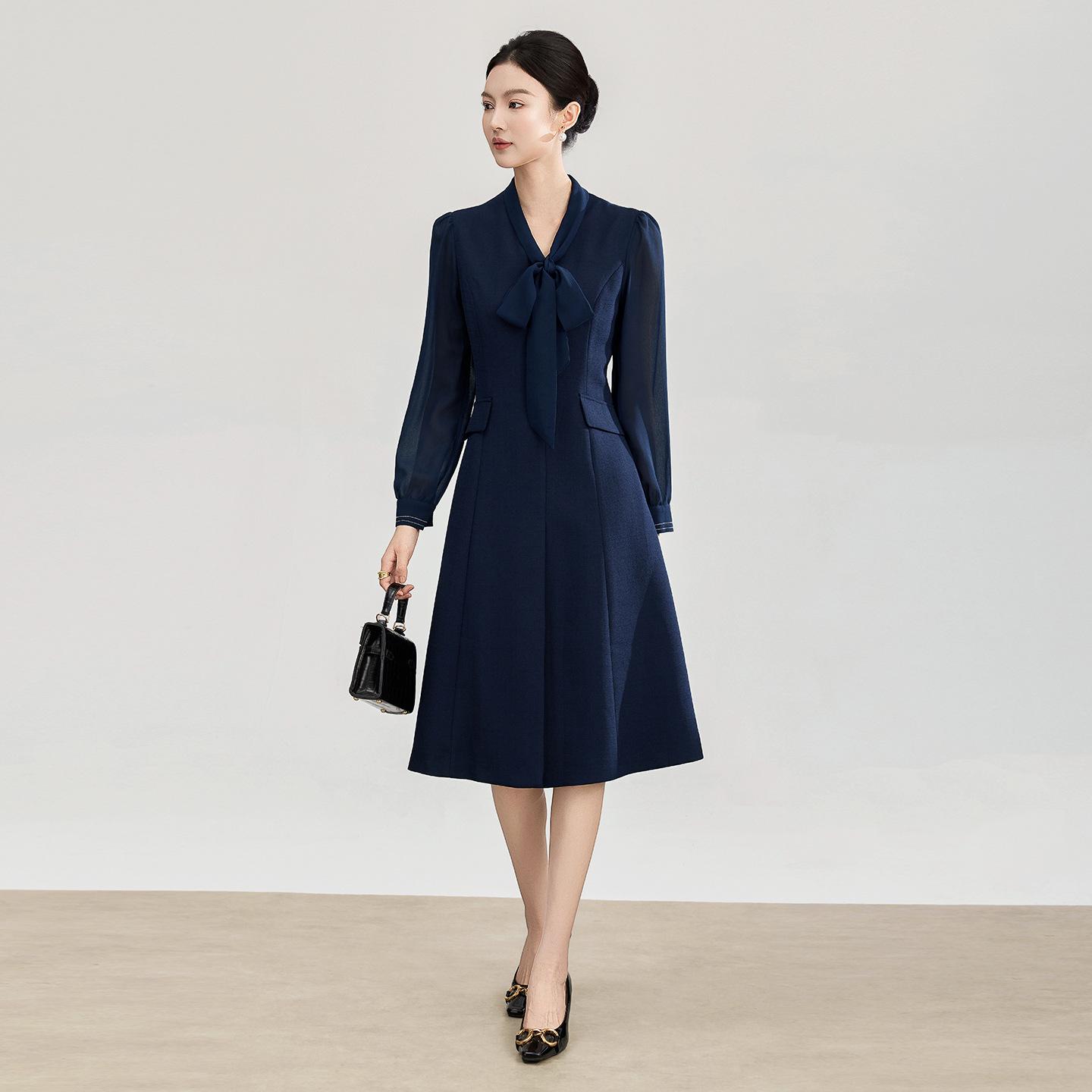 Nanyou Light Luxury Rhinestone Waist-Cinched Professional Women s Spring Dress Medium