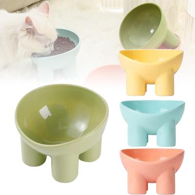 Elevated Cat Bowl With Stand Durable Plastic Pet Food & Water Dish Sleek Modern Neck-Friendly Feeding For Cats & Dogs