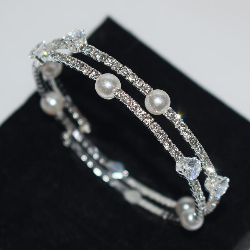 1Pcs Dainty Gold Plated Pearl Bracelet With Shiny Cubic Zirconia Perfect For Daily Weddings Parties Gifts For Women