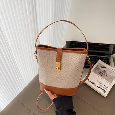 Retro Bucket Bag Women's Summer New Fashion Simple Shoulder Bag Commuter Messenger Bag