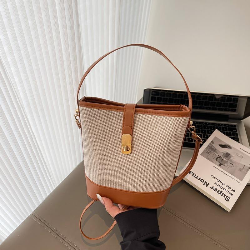 Retro bucket bag women's summer new fashion simple shoulder bag commuter messenger bag