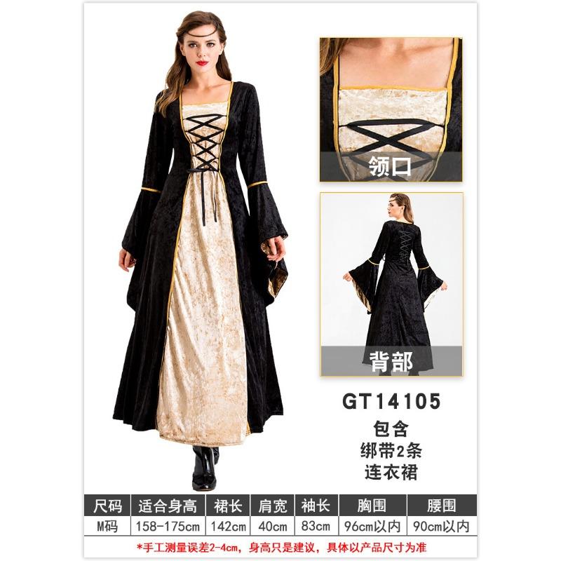 Vintage Halloween Christmas Court Costume Adult Female Golden Velvet Dress Gorgeous Noble Strap Dress Dress