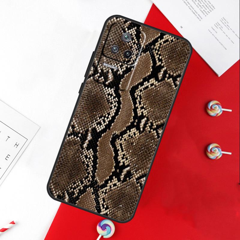 Snake Texture Cover For Xiaomi 14 Ultra 15 13 11T 12T 13T 14T Pro POCO X7 Pro X3 X5 X6 M6 F5 F6 Pro Case