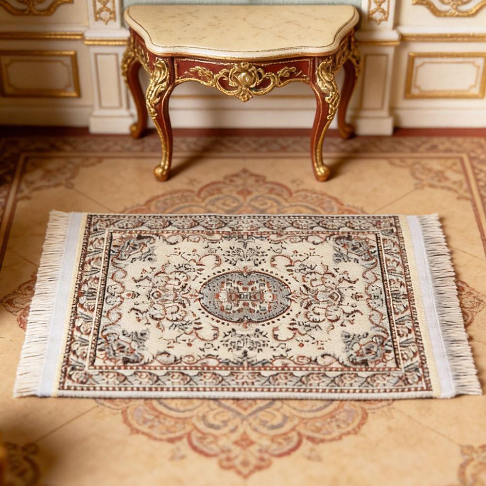 Floral Pattern Doll Dollhouse Rug Multicolor Miniature Weaving Mat Mini Floor Coverings Dollhouse