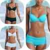 Elegant Solid Color Bikini For Women Sexy Backless Swimsuit With Underwire