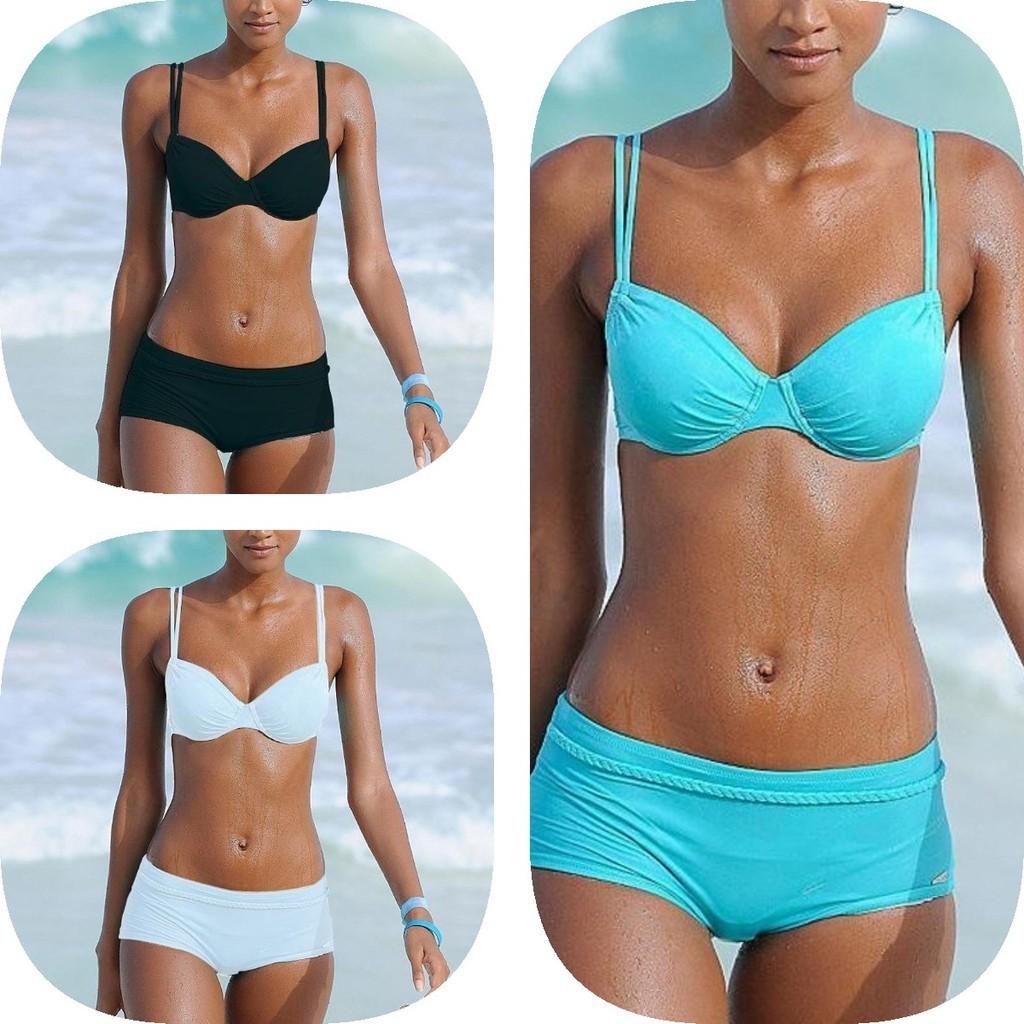 Elegant Solid Color Bikini For Women Sexy Backless Swimsuit With Underwire