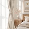Wooden Ring Tassels Curtain Tieback, Adjustable Window Curtain Holders Ties Backs, No Drill Drape Curtain Holdbacks for Home Bedroom Decor