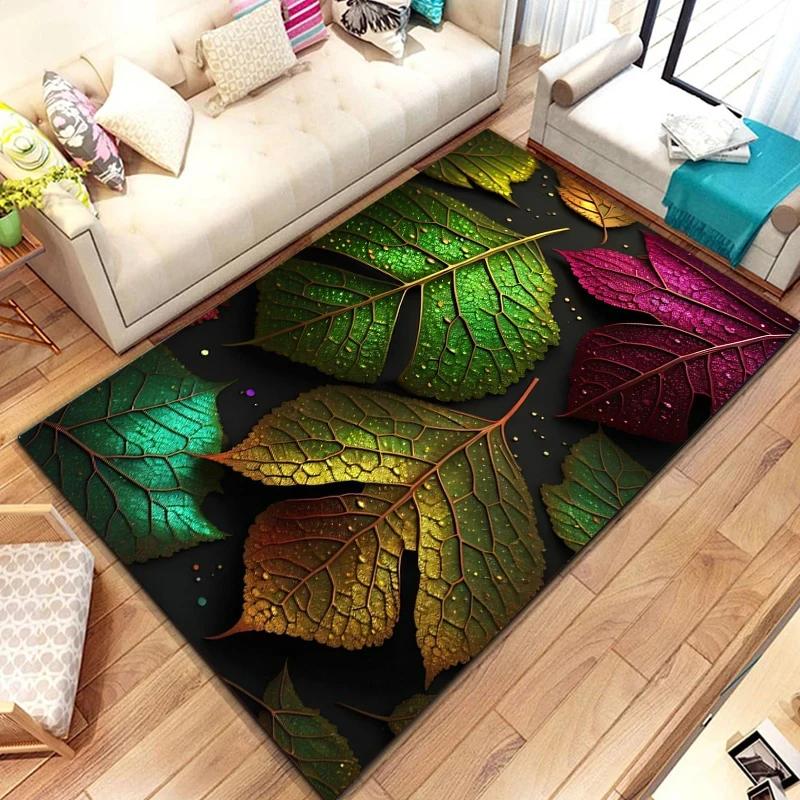 Green Tropical Leaf Carpet for Living Room Home Decor Sofa Table Large Area Rugs Lounge Anti-slip Floor Mat Children's Room Mat