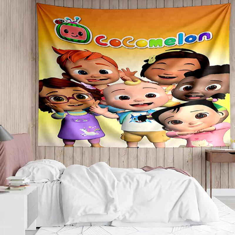 CoComelon Print Tapestry, Backdrop, Easy Setup, Ideal for Bedroom, Office & Living Room, with Aesthetic Wall Hanging Decor.
