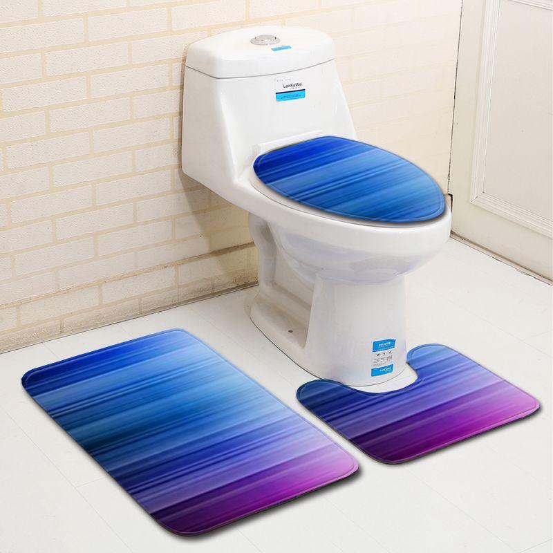 3D Painted Bathroom Toilet Three-Piece Floor Mat Door Mat Bathroom Carpet