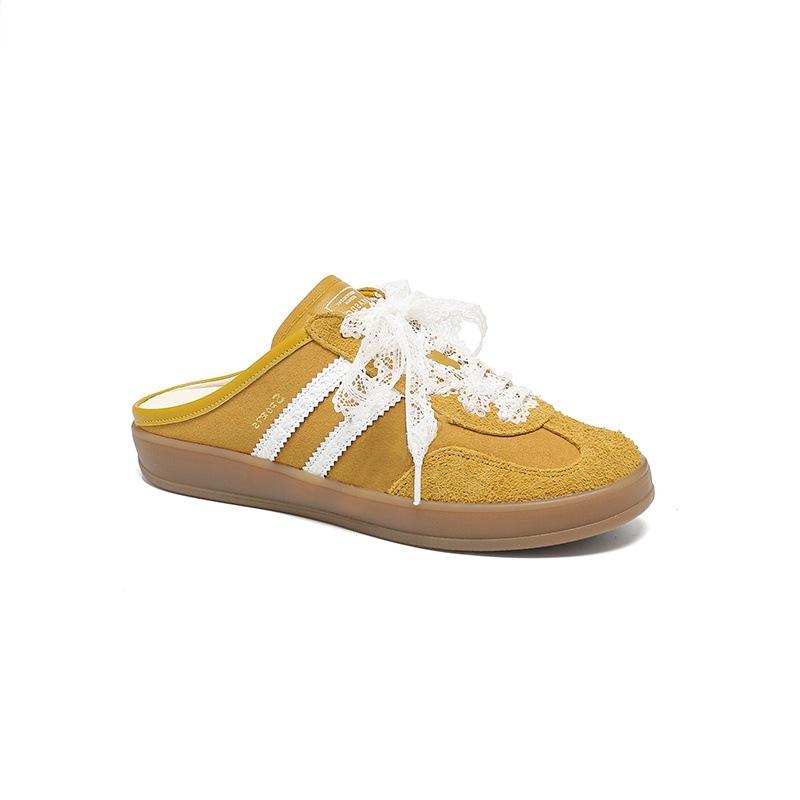 

Retro leather German training shoes women s 2025 spring and summer new versatile casual sports shoes bag head half drag outside wear 40