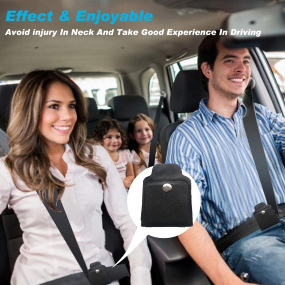 2/4pcs Car Seat Belt Adjuster PU Leather Black Seat Belt Protection Limiter Child Comfortable Clip Anti-stretching Fixed H5E3