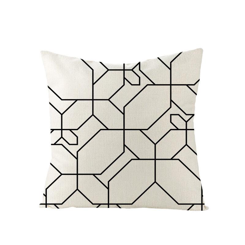 Black and White Nordic Simple Geometric Linen Pillowcase Modern Style Pillowcase Car Cushion Home