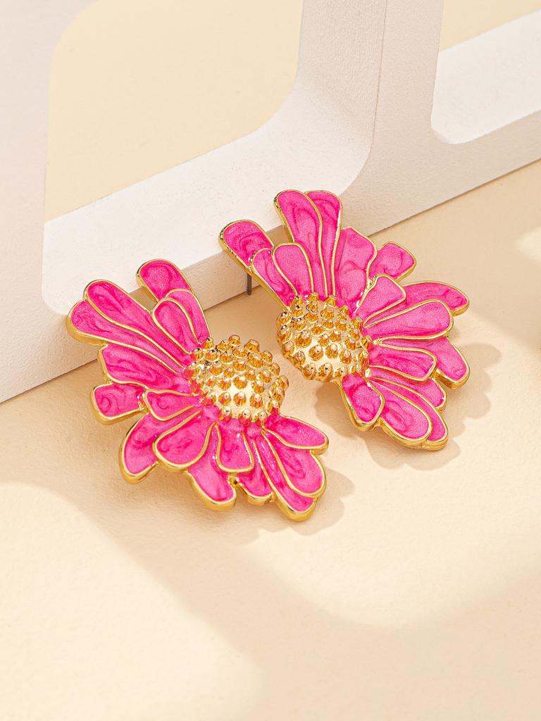 E-Commerce Alloy Enamel Earrings Fashion Trend Flower Earrings Simple And Fresh Flower Stud Earrings Jewelry