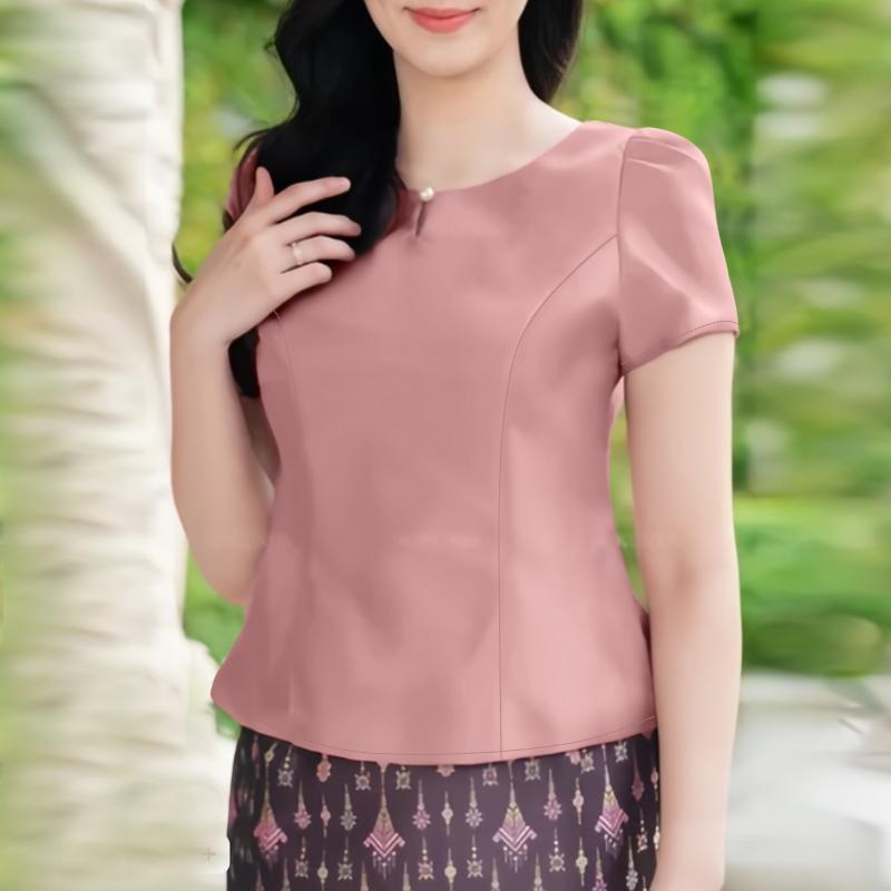 

ZANZEA Women Summer Round Neck Casual Short Sleeve Plain Blouse S