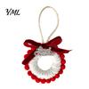 Retro Holiday Ornaments Mini Christmas Wreath Ornament, Miniature Artificial with Bow, Bow Pinecone, Xmas Tree Hanging for Party Seasonal Decor