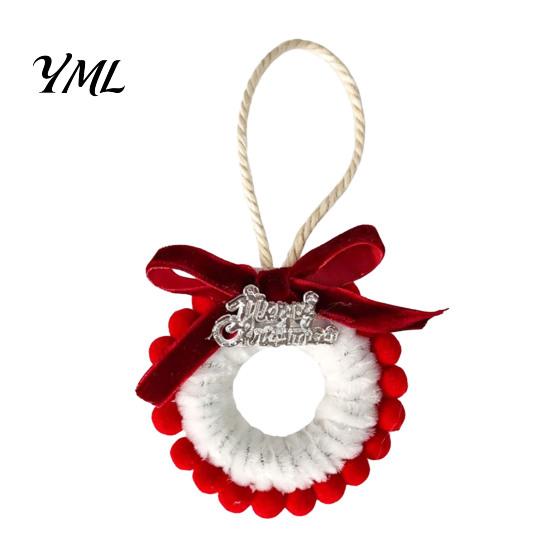Retro Holiday Ornaments Mini Christmas Wreath Ornament, Miniature Artificial with Bow, Bow Pinecone, Xmas Tree Hanging for Party Seasonal Decor