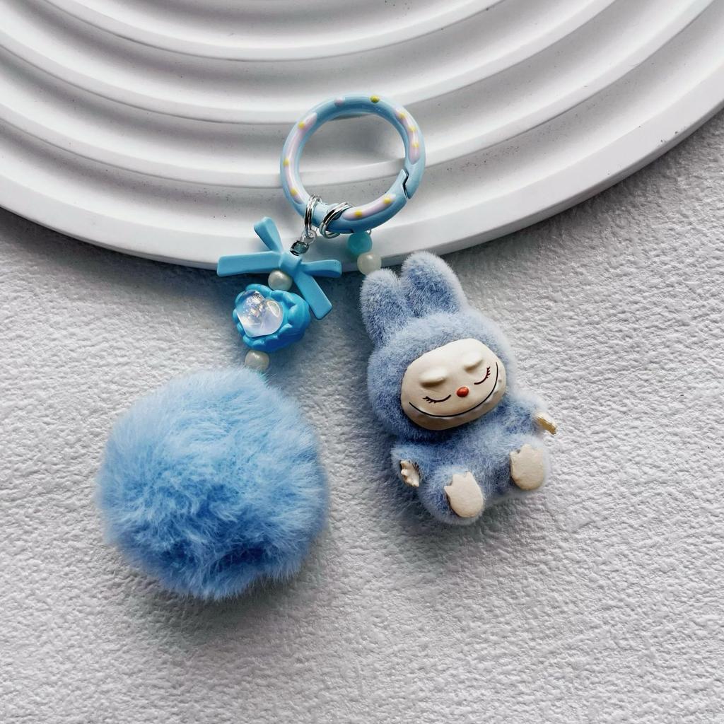 Flocking Mini Keychain Vinyl LABU Cute Grain Baby-free Bag Mobile Phone Pendant Cute Keychain