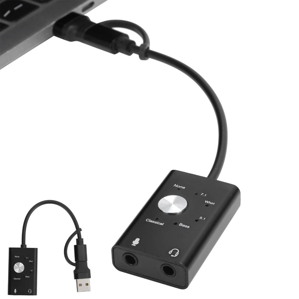 7.1/5.1 Surround Channel TypeC to Audio Sound Card USB Audio Adapter Desktop Computer