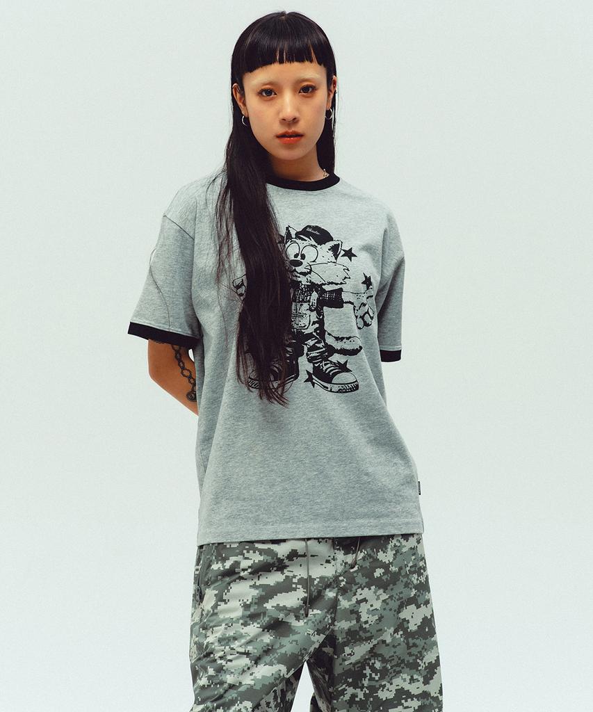 WKNDRS Cat Ringer T-Shirt (M.Grey)