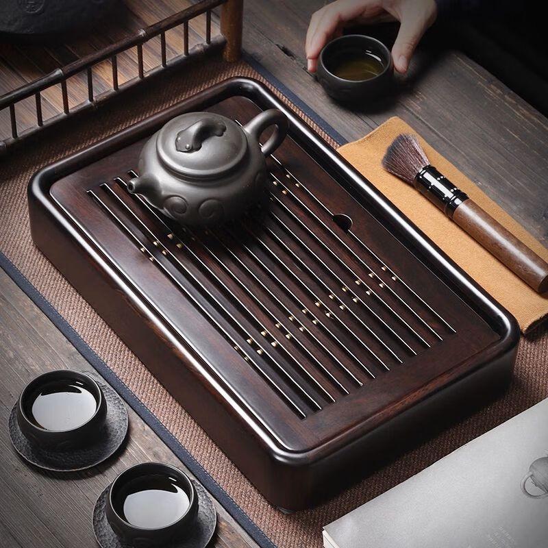 Elegant Solid Wood Tea Tray with Water Management
