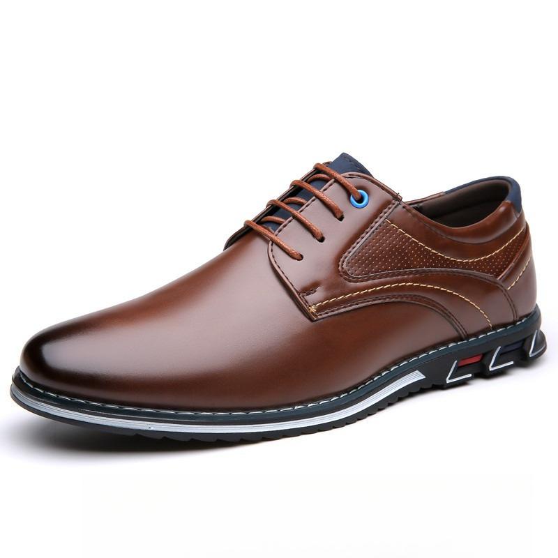New Men'S Pu Leather Derby Shoes Big Size 38-53 Comfortable Breathable Lace Up Formal Casual Business Shoes Non-Slip Sneakers