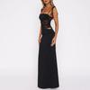 European and American Spring Women's Sexy Lace Splicing Hollow Perspective Strap Dress