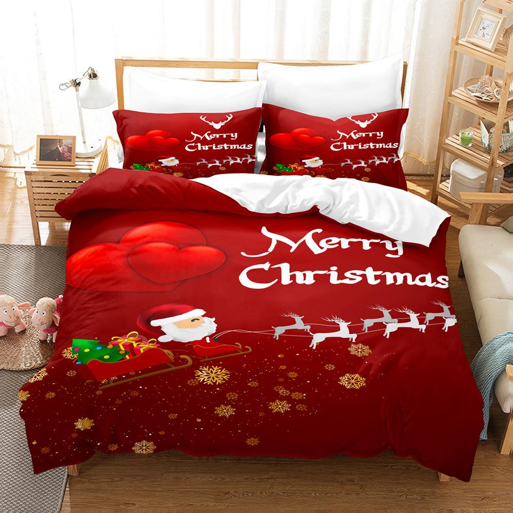 3D Digital Printing Three-Piece Set, Christmas Santa Series Bedding Kit