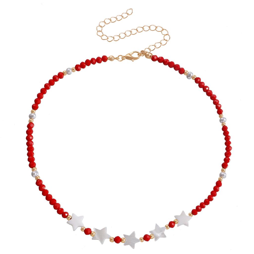 Wind Sexy Five-Color Crystal Necklace Simple Temperament High-End Star Collarbone Chain Woman