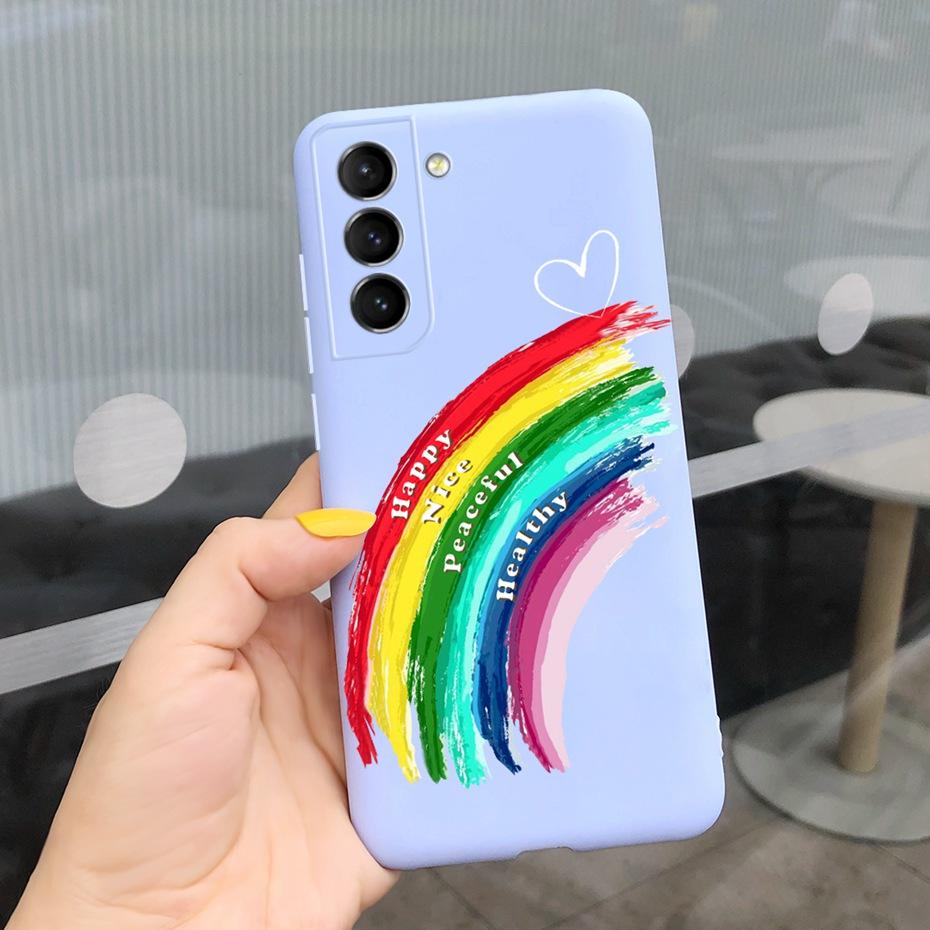 For Samsung Galaxy S22 5G Phone Case Cute Rainbow Milk Cow Painted Cover For Samsung S22 Plus S 22 Ultra Soft Silicon Fundas