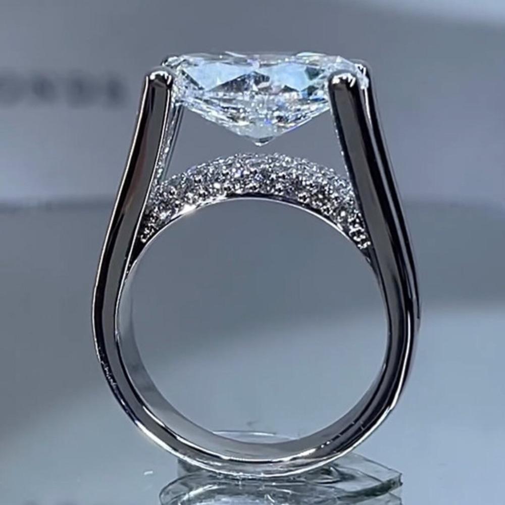 WOSIKATE Luxury Egg Shaped High Carbon Diamond Engagement Ring For Women CopperEternal Heart Finger Ring Fashion Jewellery