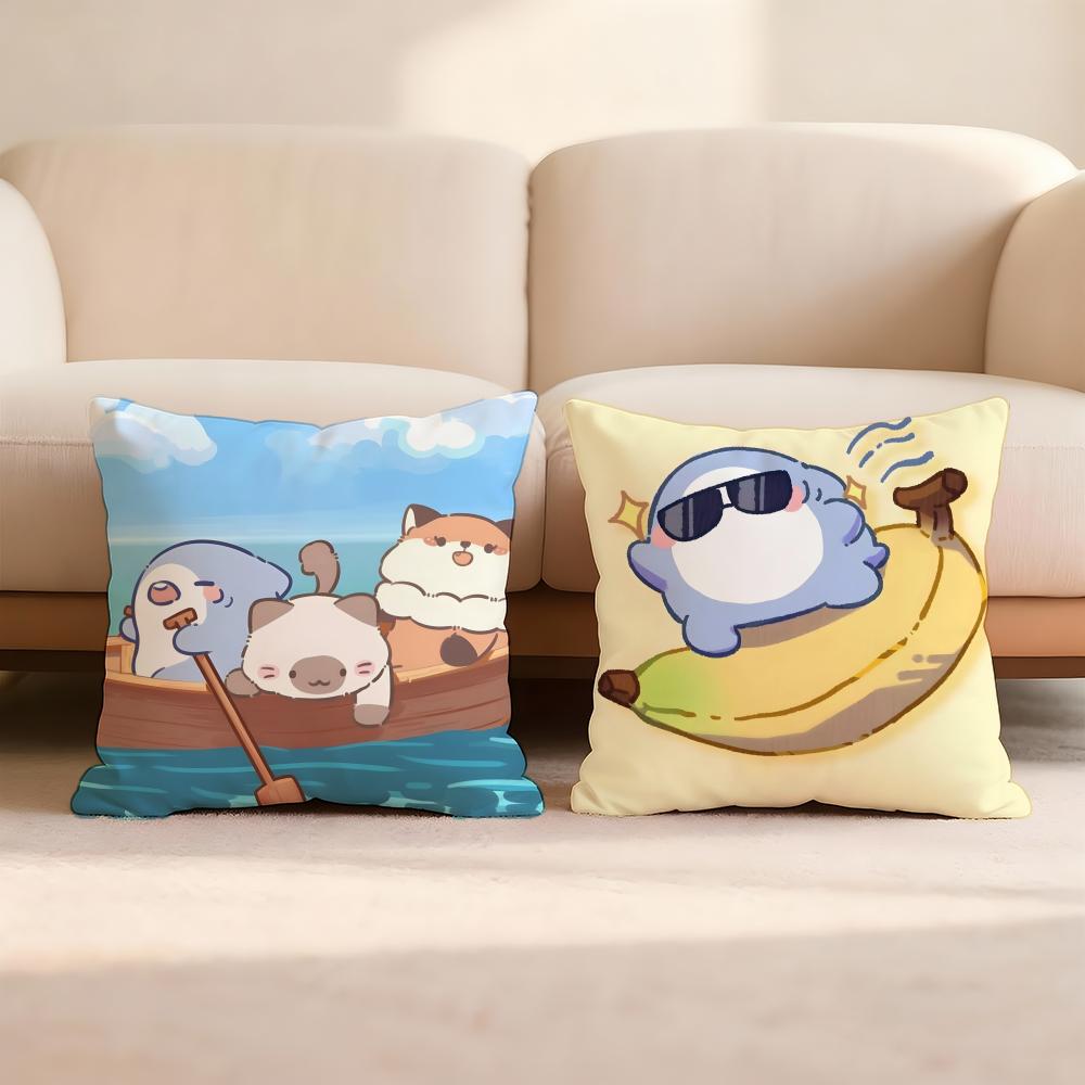 F-Fat S-Shark Cushion Cover Home & Car Multi-Scene Pillow Cover - Reversible, Soft & Durable for Daily Use