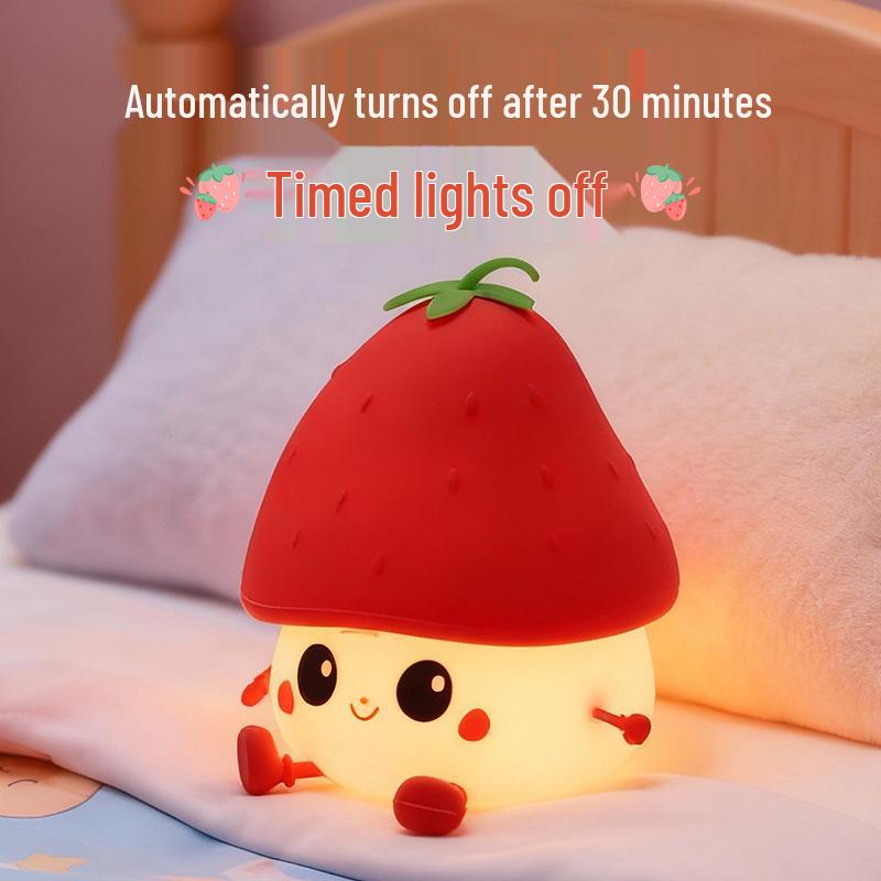 Strawberry Silicone Lamp: Three-Level Brightness Tap Night Light